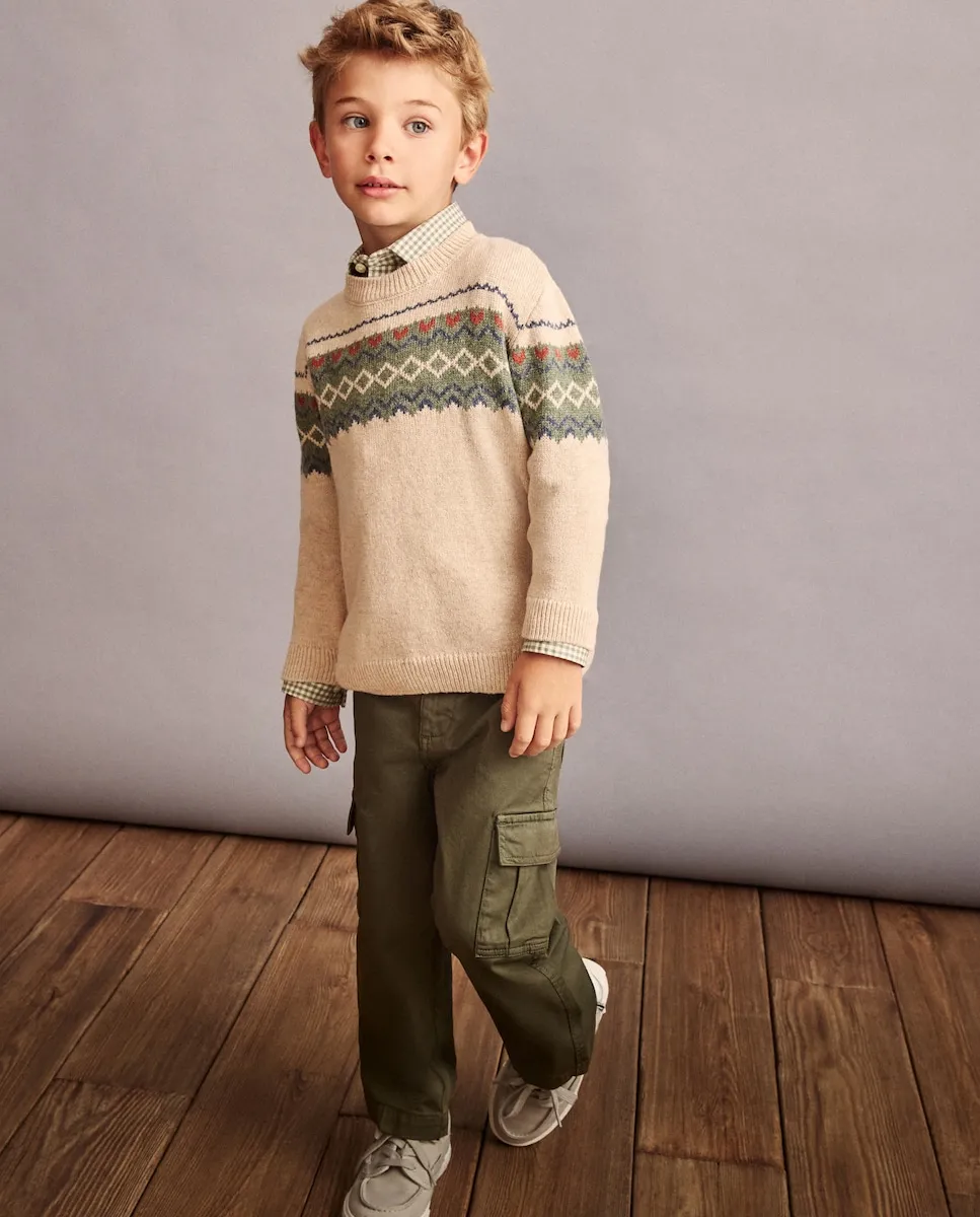 

Однотонный джемпер с узором для мальчика Coconut El Corte Inglés, светло-коричневый