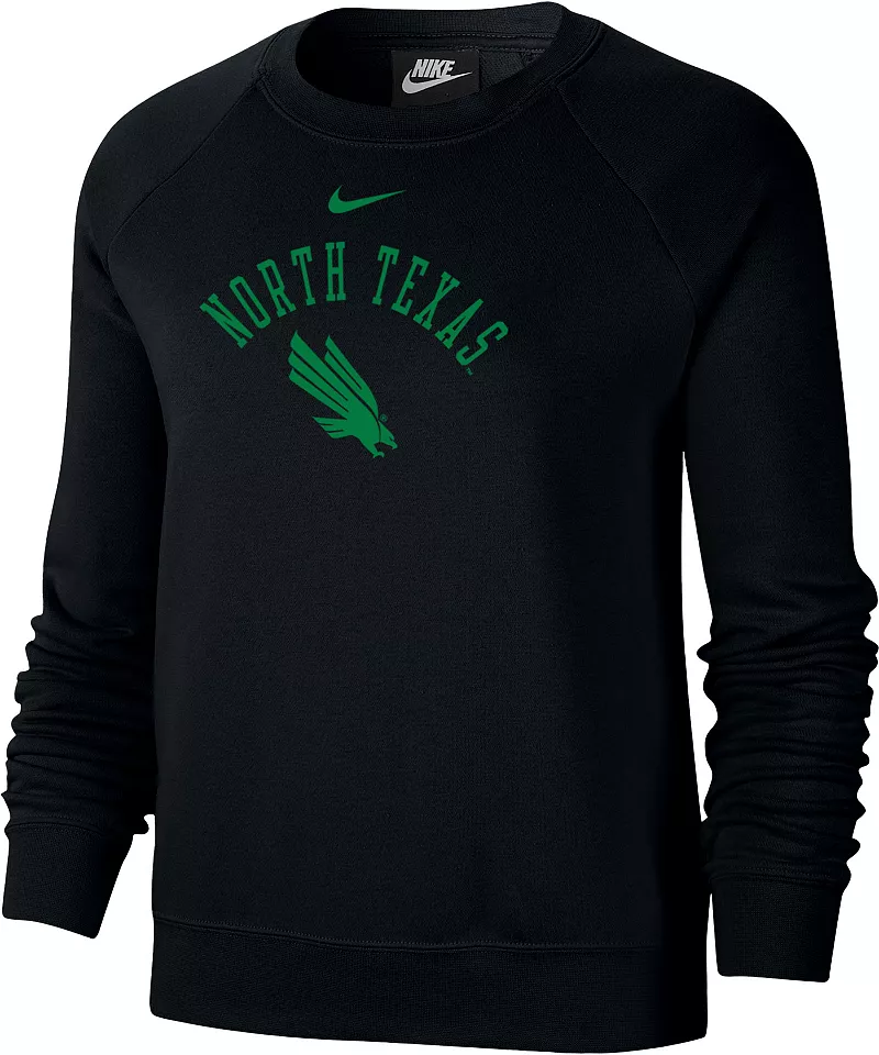 

Женская толстовка с круглым вырезом и логотипом Nike North Texas Mean Green Black Varsity Arch