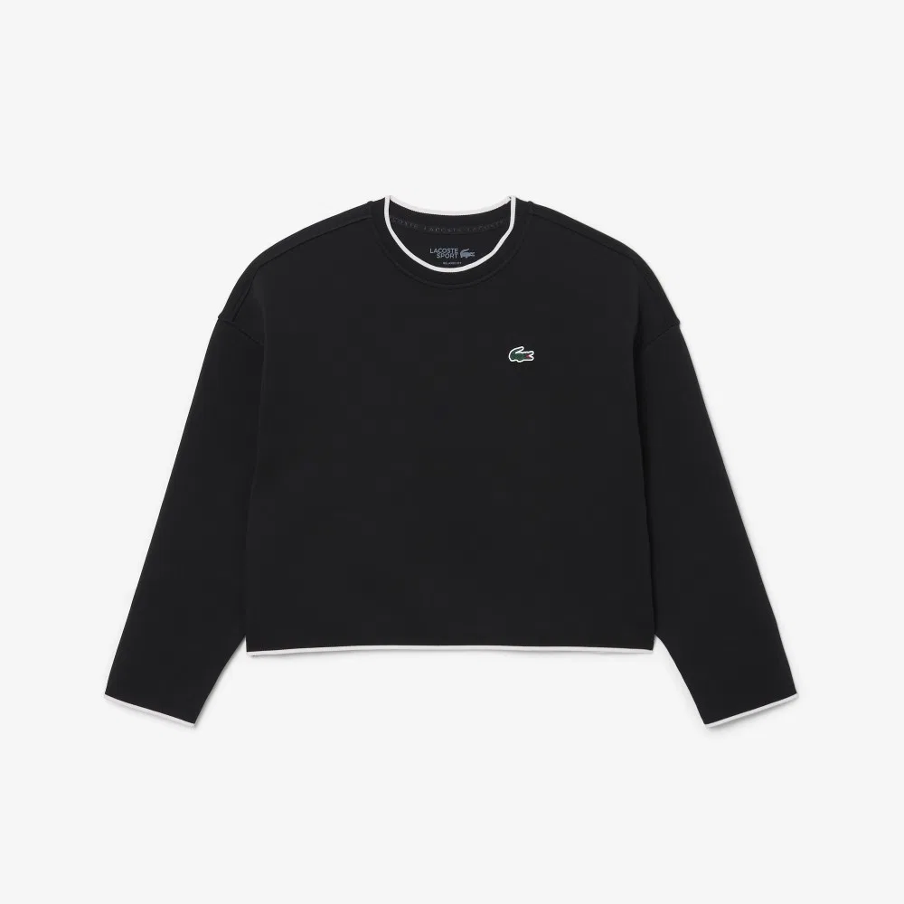 Свитшот женский Lacoste Crewneck, спортивный, черный — фото 4