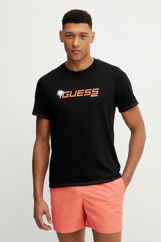 

Хлопковая футболка Guess, черный