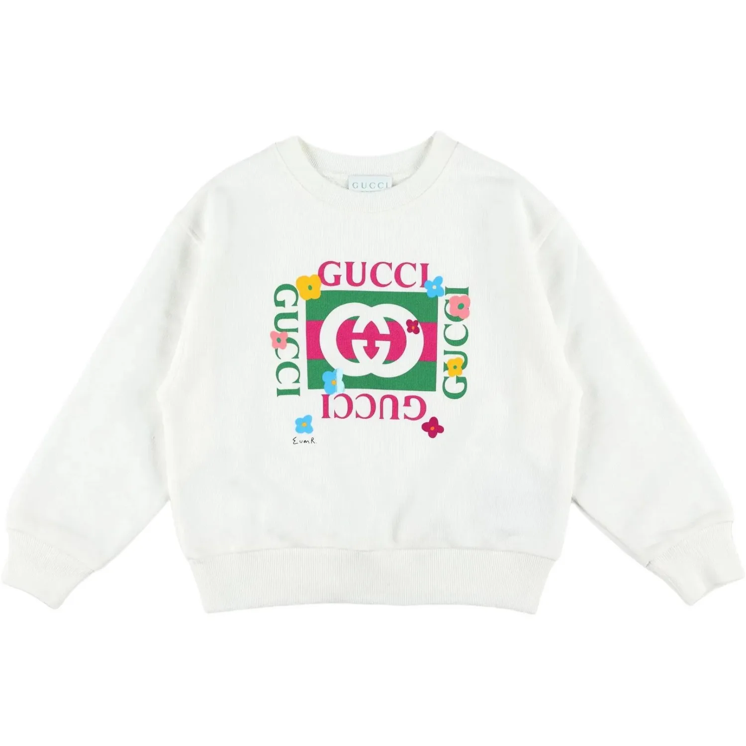 Детский свитшот с круглым вырезом GUCCI, белый