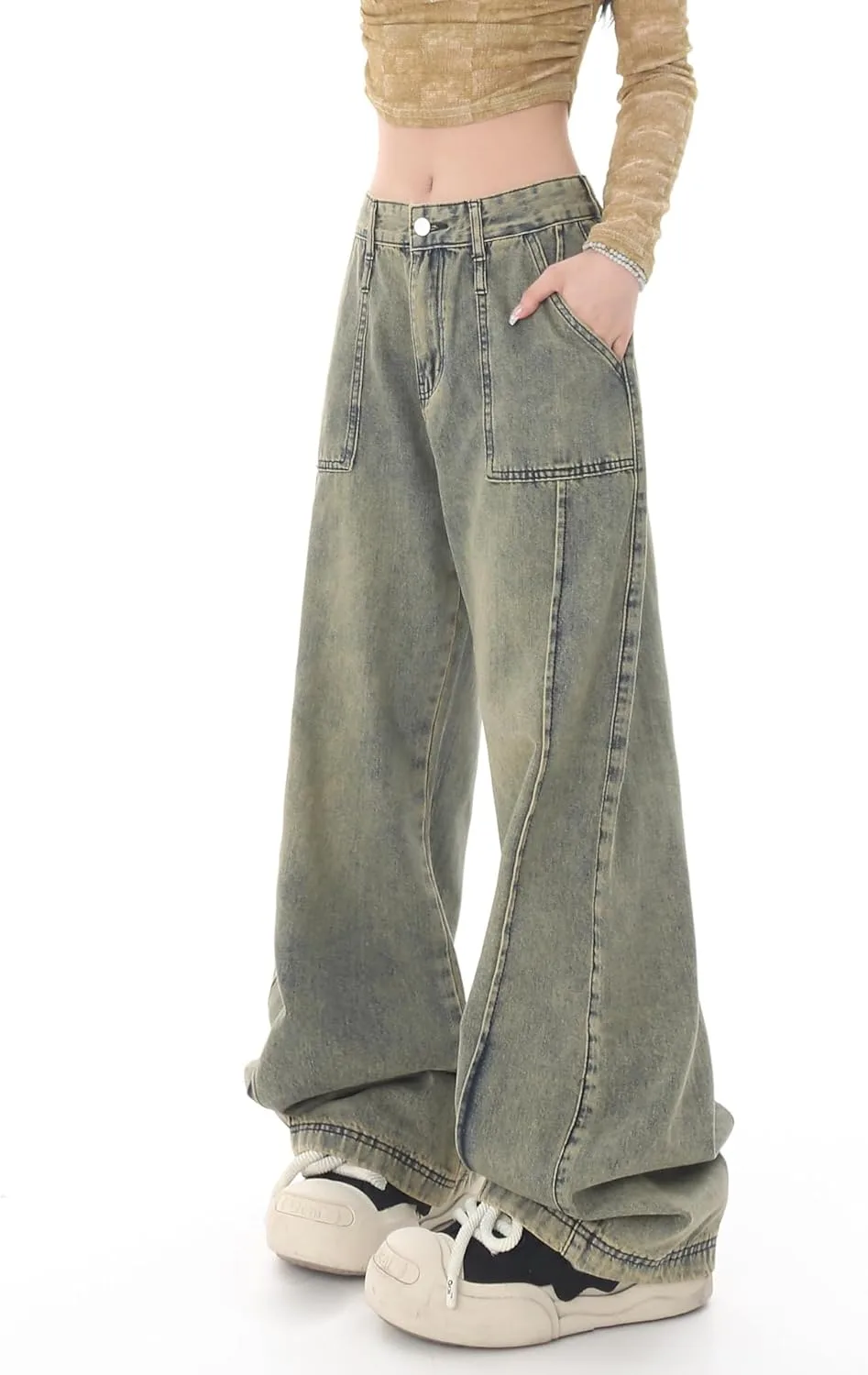 

Женские джинсы Y2K baggy в стиле Harajuku grunge Flixxo