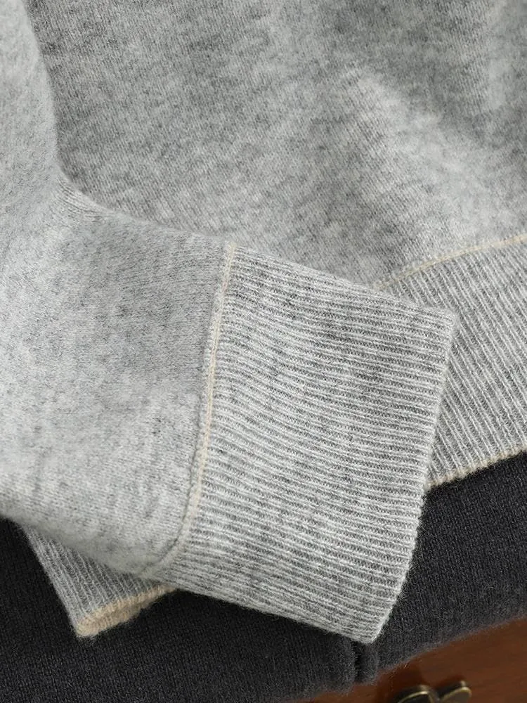 

Мужской шерстяной реверсивный кардиган с воротником стойкой и молнией