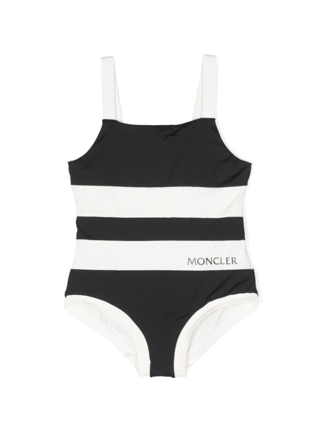 

Moncler Enfant полосатый купальник с логотипом, черный