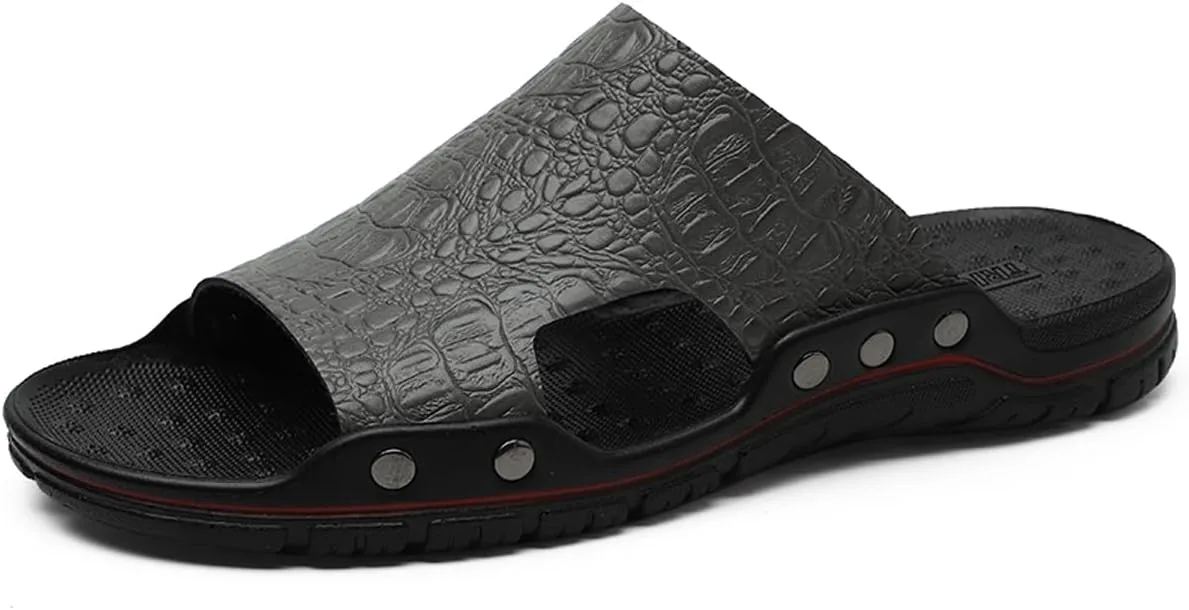 

Мужские шлепанцы GSIGUL, кожаные сандалии для мужчин, летние повседневные водонепроницаемые сандалии для прогулок на улице, пляжа и путешествий, серый