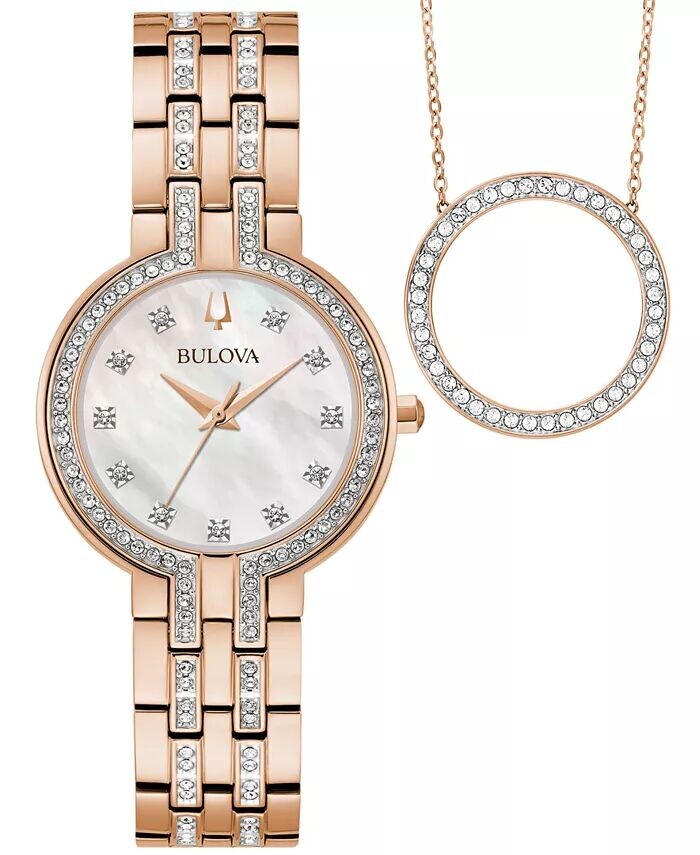 

Женский классический браслет с кристаллами розового золота в коробке, 30 мм Bulova