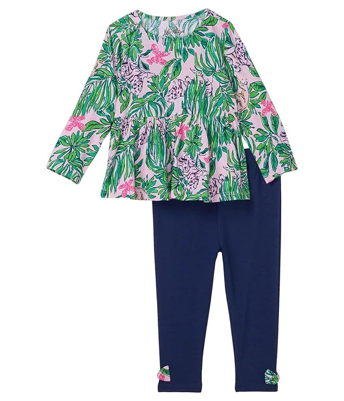 Детский комплект туника и леггинсы Hollee Lilly Pulitzer Kids, Conch Shell Pink Roaring With Joy