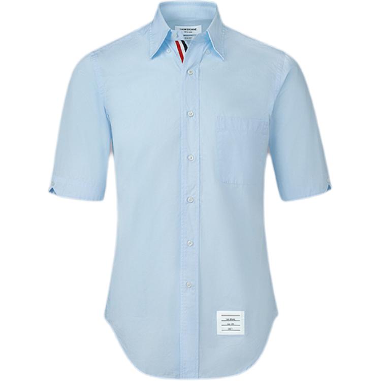 

Футболка с коротким рукавом из поплина THOM BROWNE, светло-голубой
