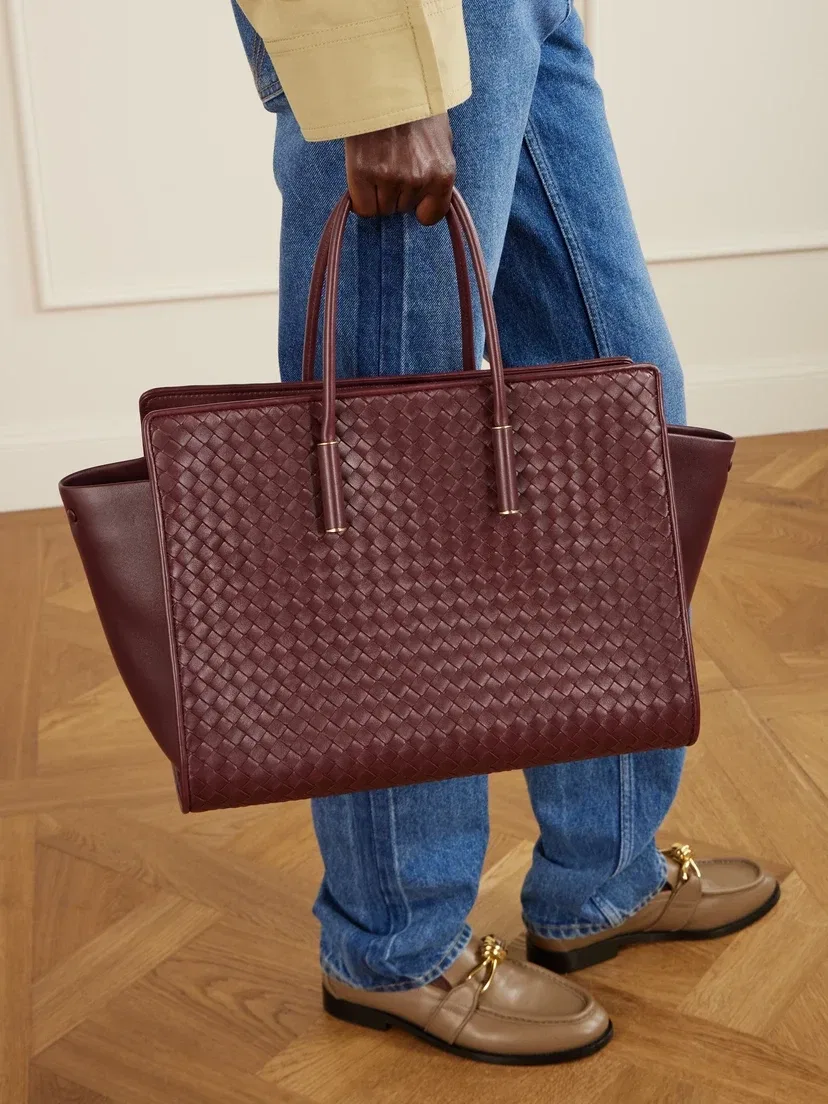 Сумка-тоут из кожи Intrecciato Barbara BOTTEGA VENETA, бордовый — фото 2