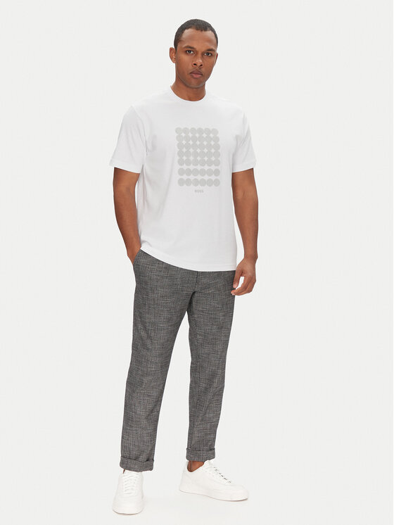 Футболка свободного кроя Tee Print Striped C 50537845 Boss, белый — фото 2
