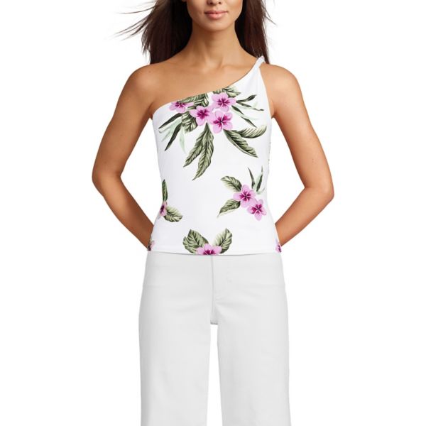 

Женский облегающий топ с одним плечом Lands' End, цвет white magenta