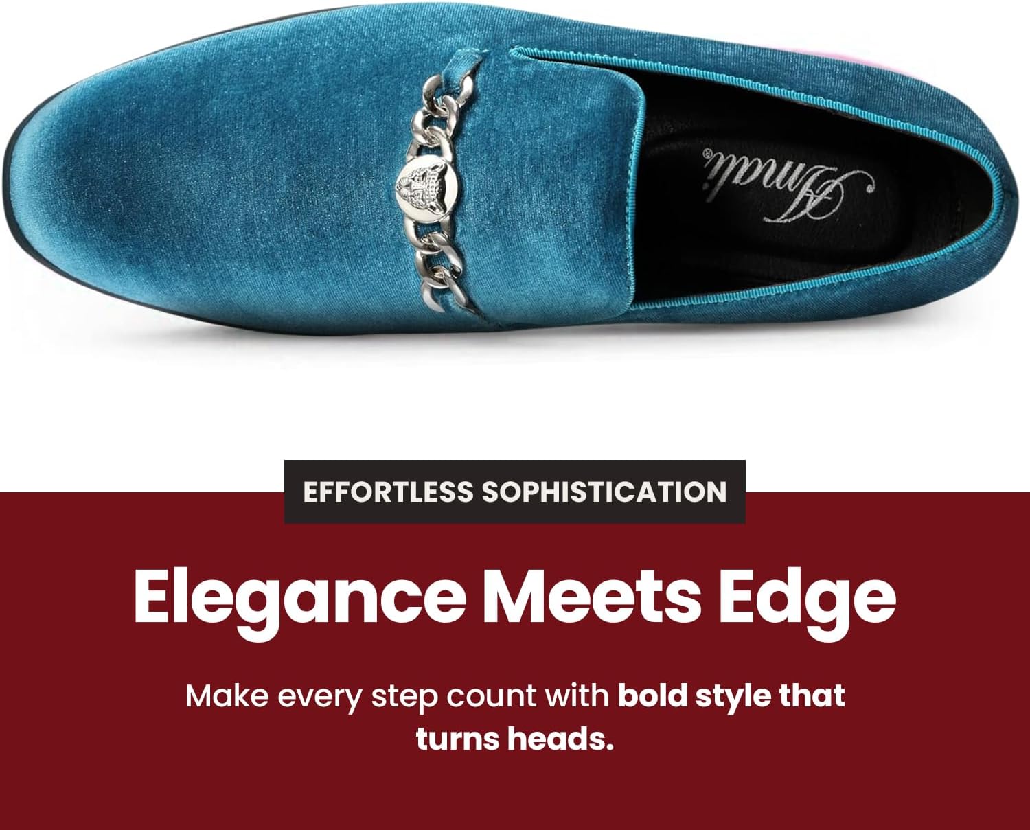 Мужские лоферы Amali Velvet Slip-On с львиным декором, тапочки для смокинга, лоферы с металлической цепочкой, бирюзовый — фото 4