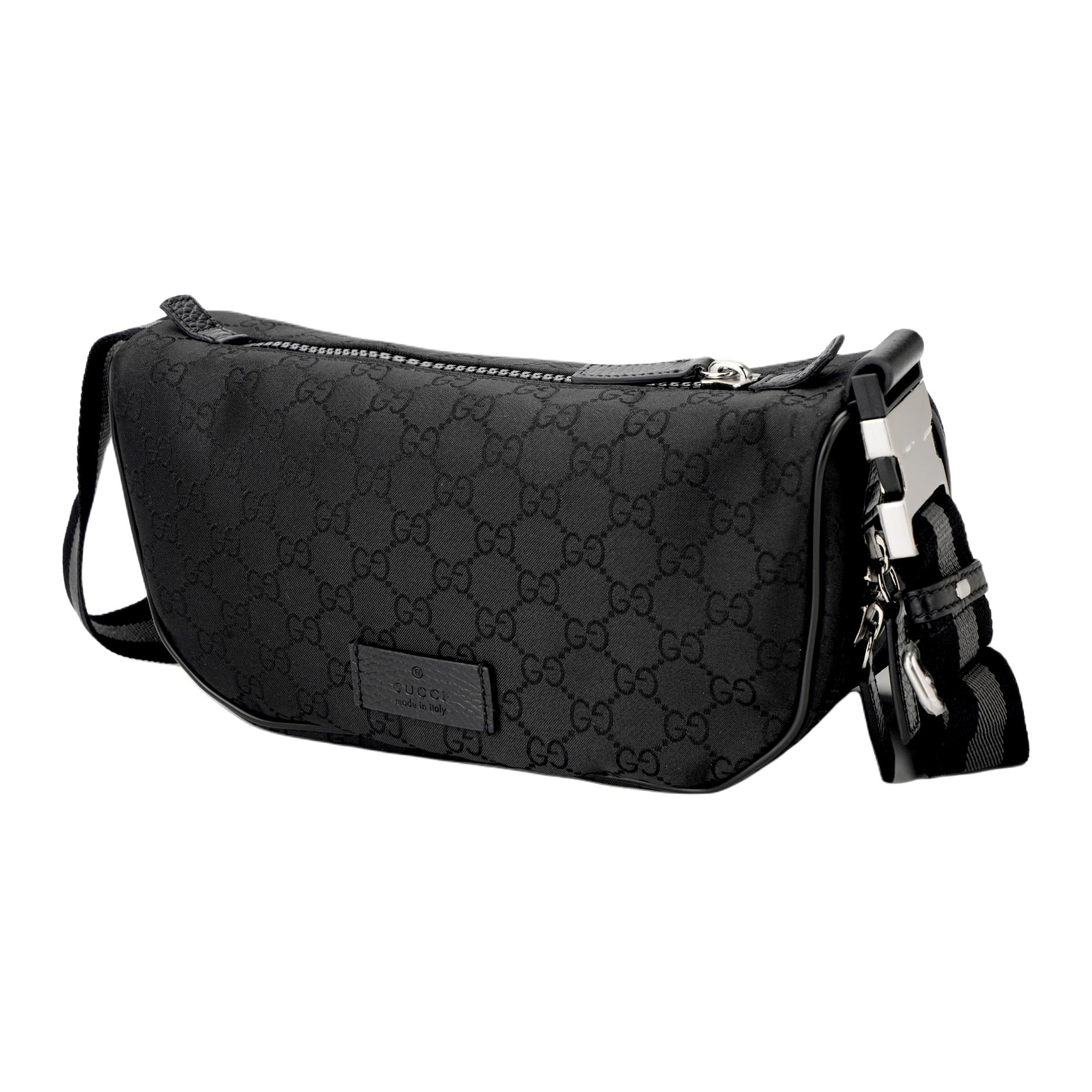 GUCCI GG Monogram Нейлоновая поясная сумка через плечо для мужчин черная — фото 2