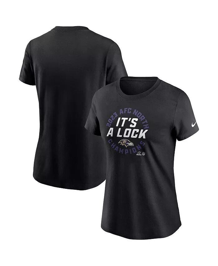 

Женская черная футболка Baltimore Ravens 2023 AFC North Division Champions Locker Room Trophy Collection Nike