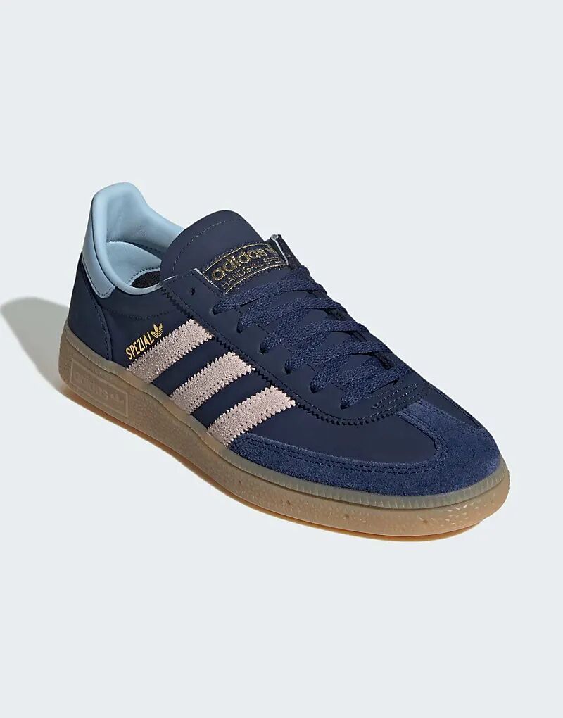Кроссовки Adidas Originals Handball Spezial темно-синего и светло-розового цветов — фото 3
