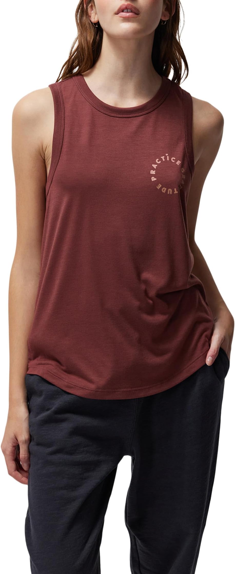 

Топ Spiritual Gangster Practice Gratitude Namaste Dry Tank, цвет Washed Burgundy