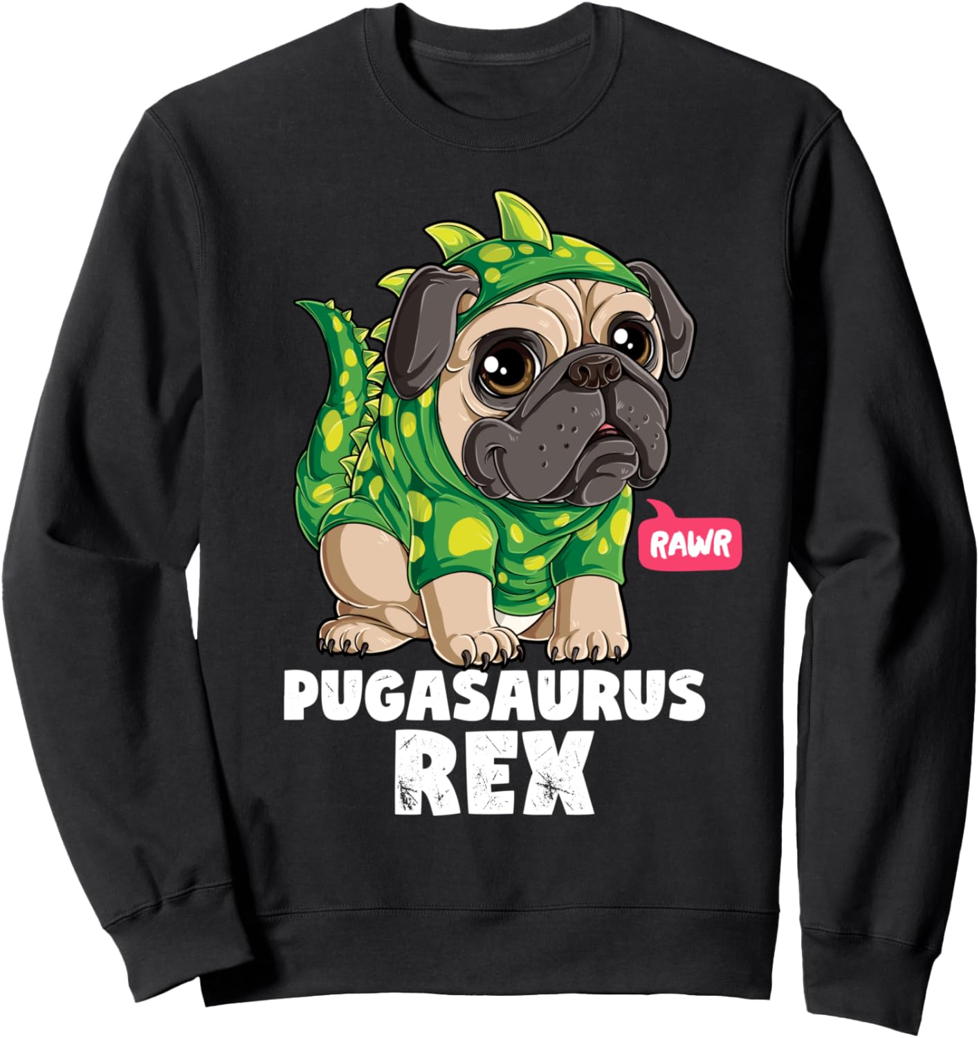 

Толстовка с изображением динозавра Пугасавра, Тираннозавра Рекса и Мопса - забавный подарок для любителей собак Pug Du Clothing, черный