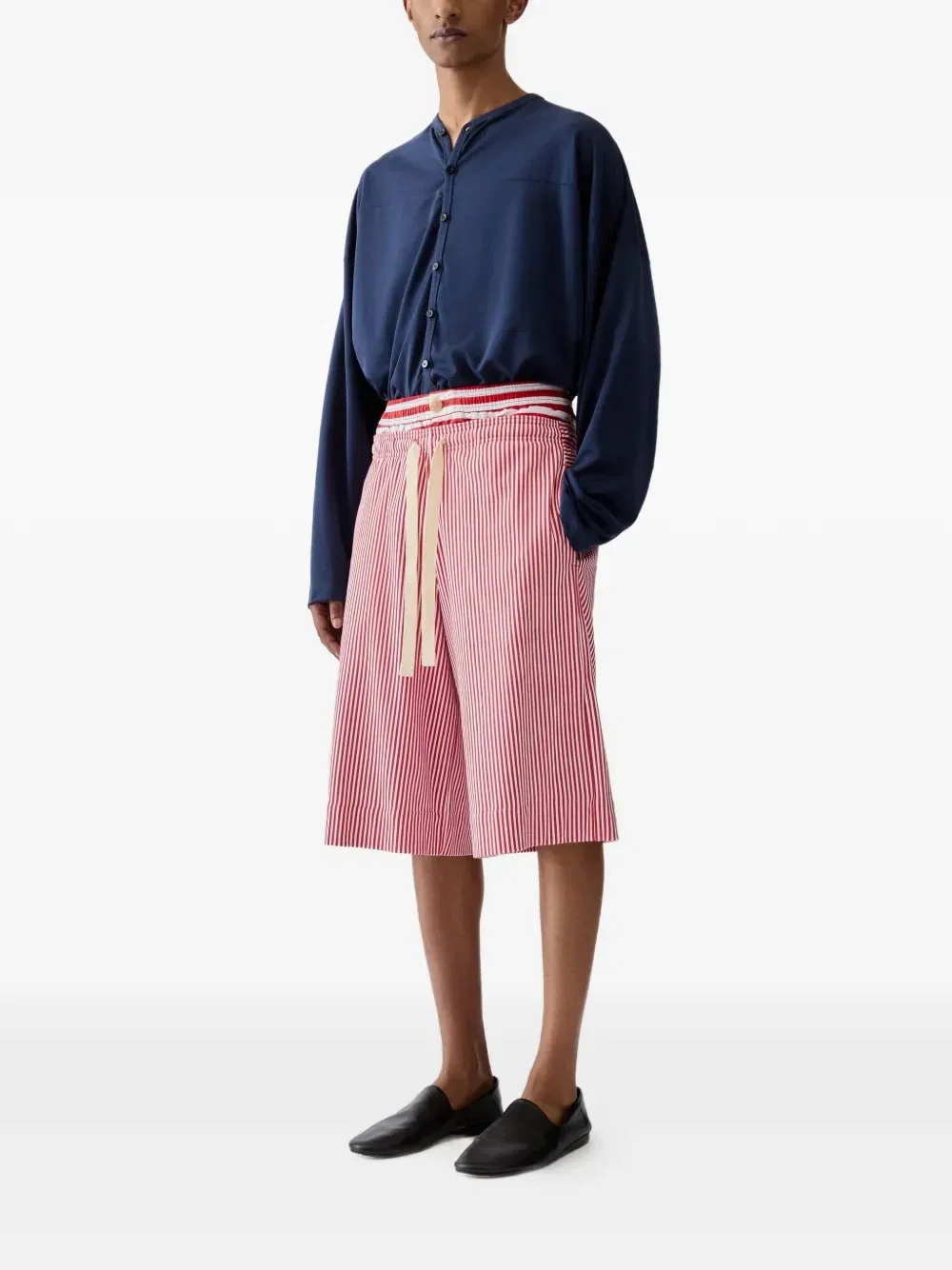 Полосатые шорты D"été с кулиской Jacquemus, красный — фото 2