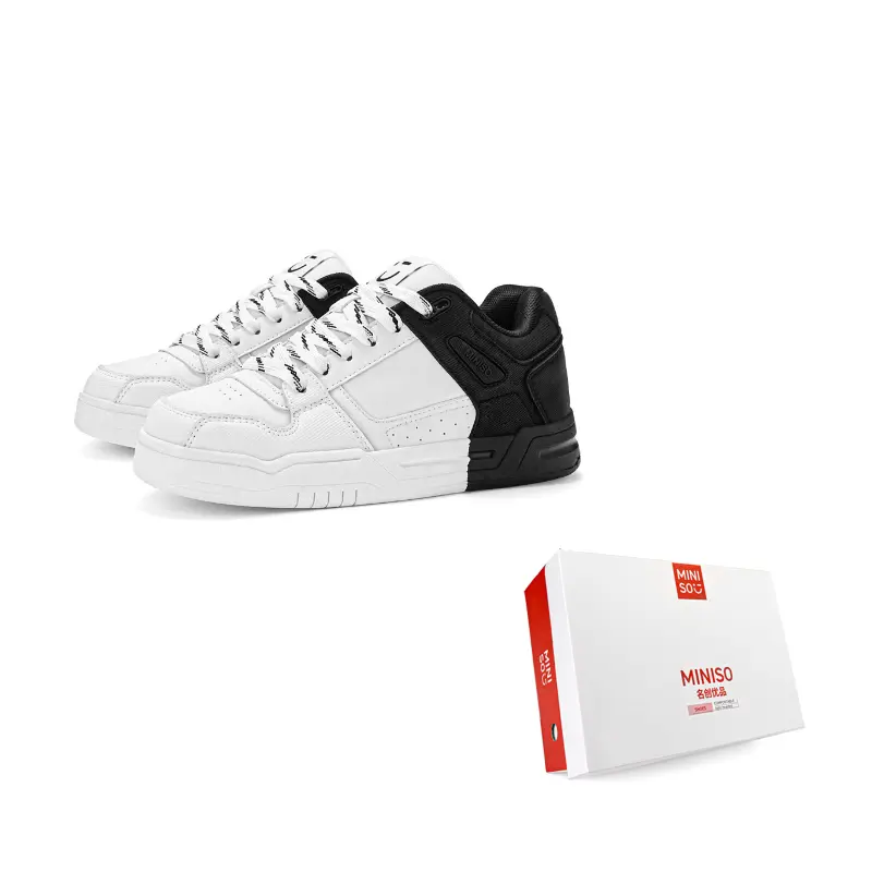 

MINISO Низкие скейтерские кроссовки унисекс бело-черные, цвет White Black