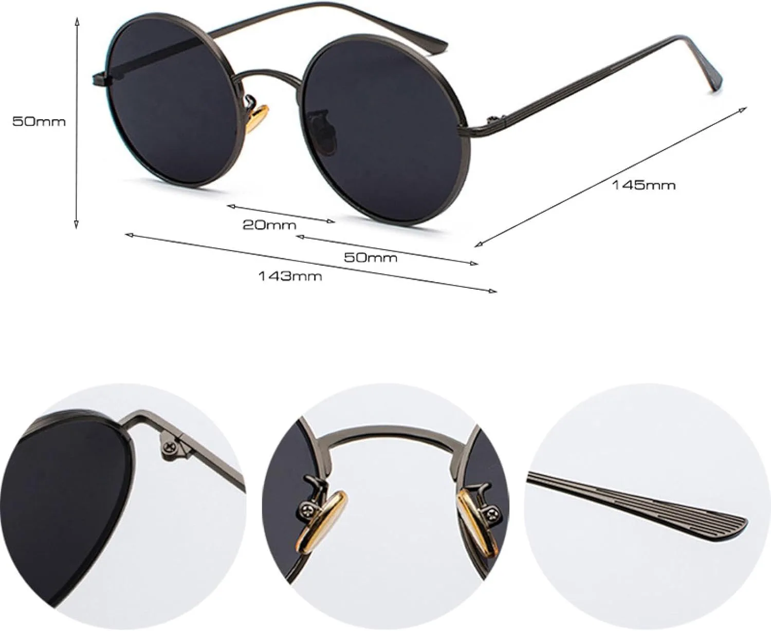 

Солнцезащитные очки с защитой от УФ-излучения UV400 для женщин и мужчин | Круглые темно-зеленые линзы | для занятий спортом на открытом воздухе DSVIGF, Golden Tea