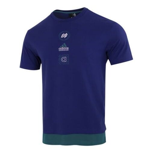 

Футболка adidas Alphabet Logo Word Casual Sports Short Sleeve Blue, мультиколор