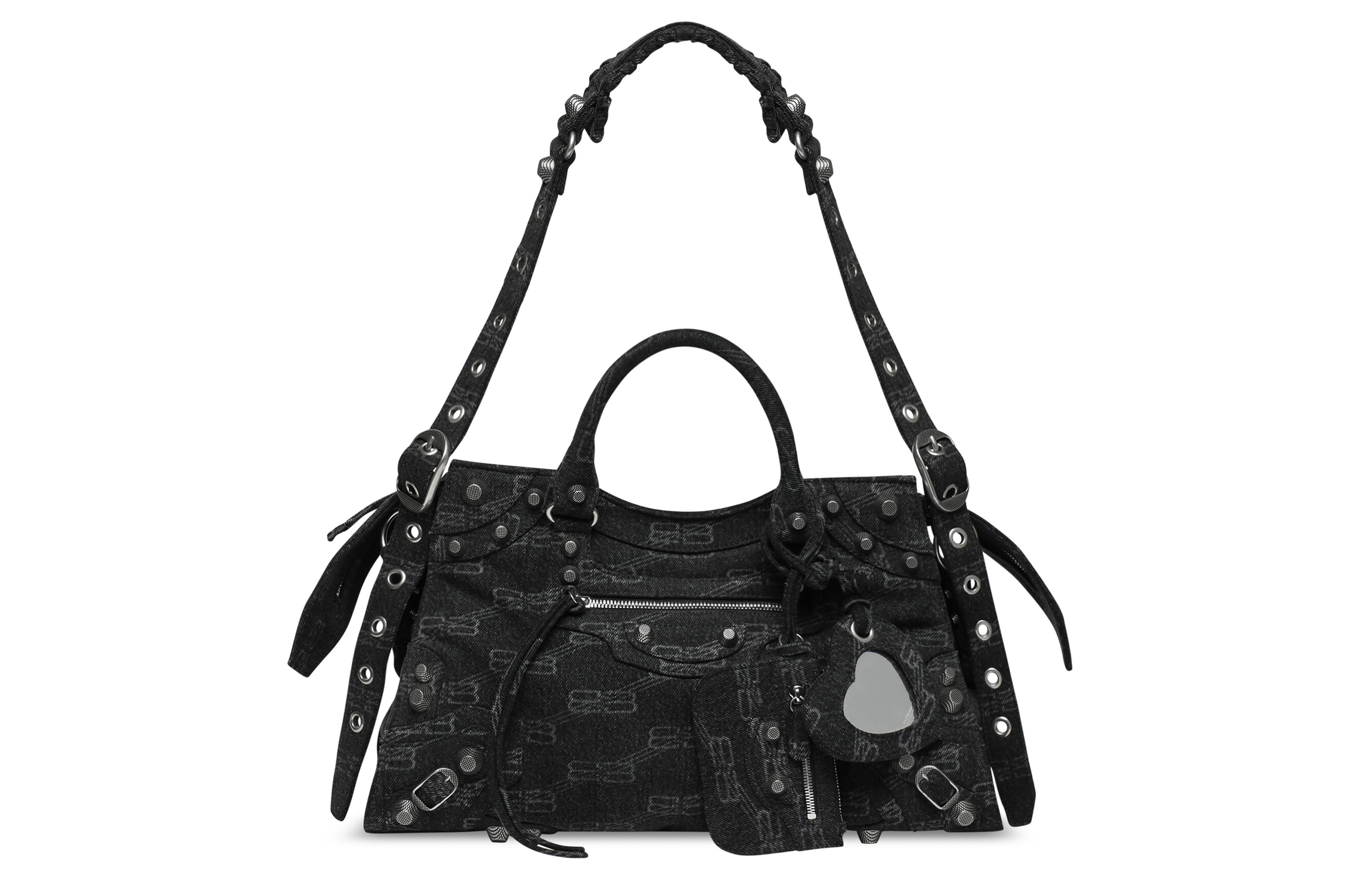 

Balenciaga Сумка джинсовая на одно плечо с монограммой BB, стандартная, женская, черная