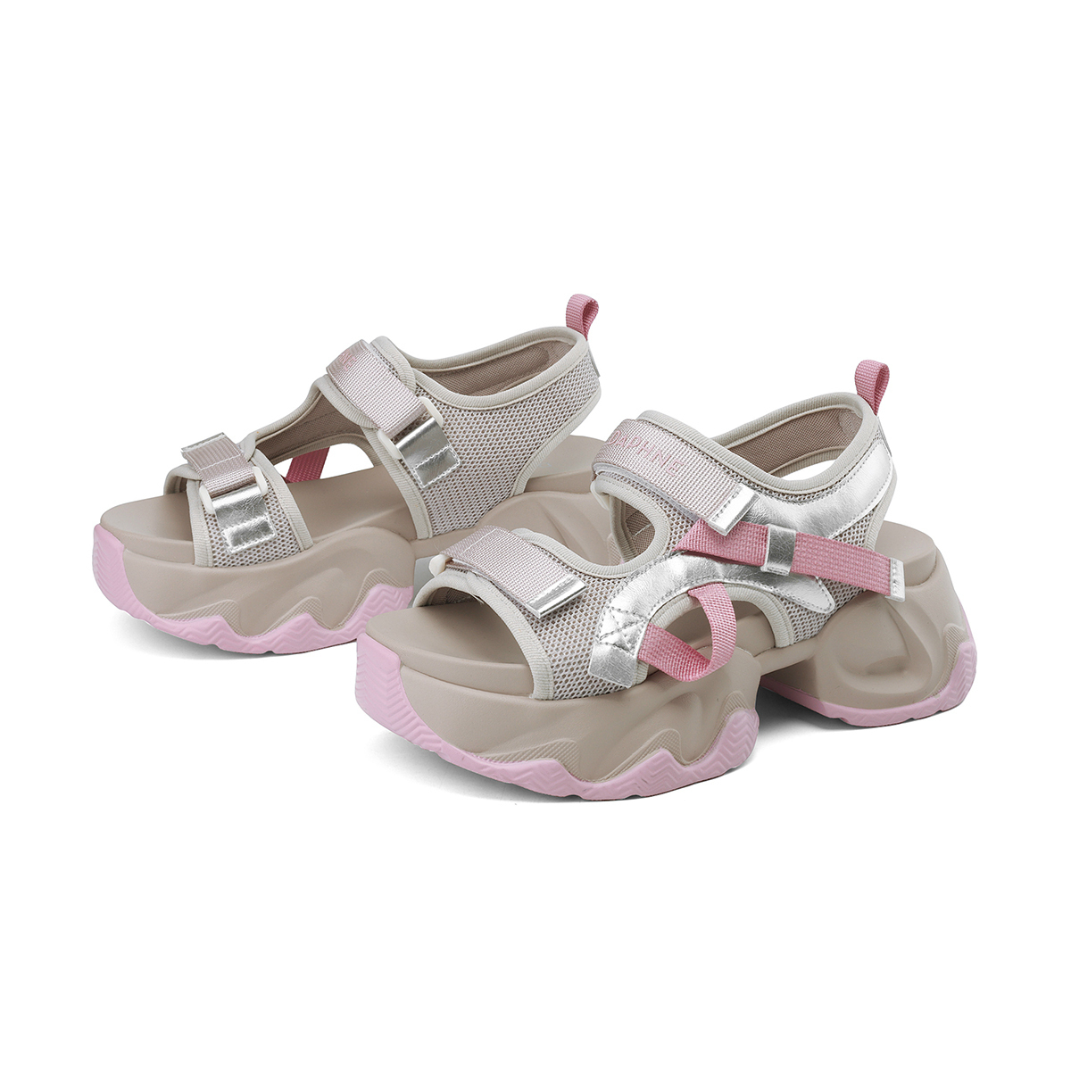 DAPHNE Пляжные сандалии женские бело-бежевые с фиолетовым, цвет Beige Purple — фото 2
