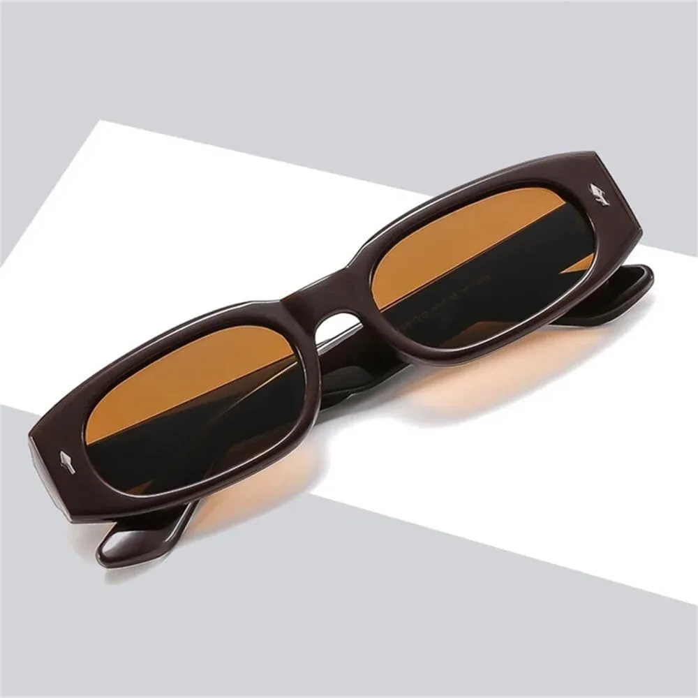 

Ретро-солнцезащитные очки квадратной формы для женщин и мужчин, винтажные, прямоугольной оправы, с заклепками, защита от ультрафиолета UV400 LXLHWN, Black Blue