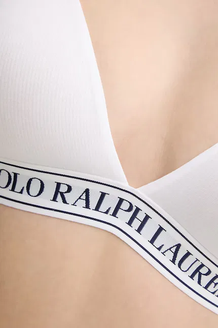 Бюстгальтер треугольный с хлопком Polo Ralph Lauren, белый — фото 4
