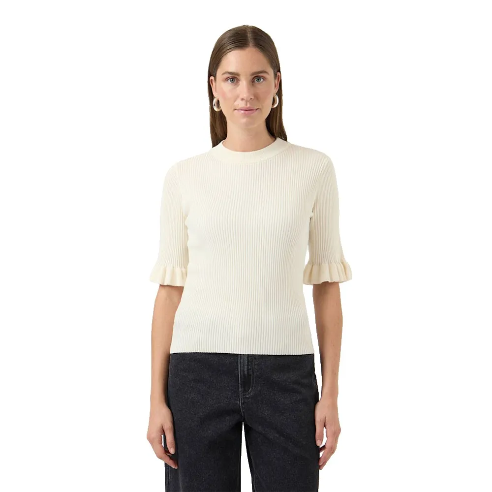 

Вязаный топ Yas Mikla с коротким рукавом, бежевый