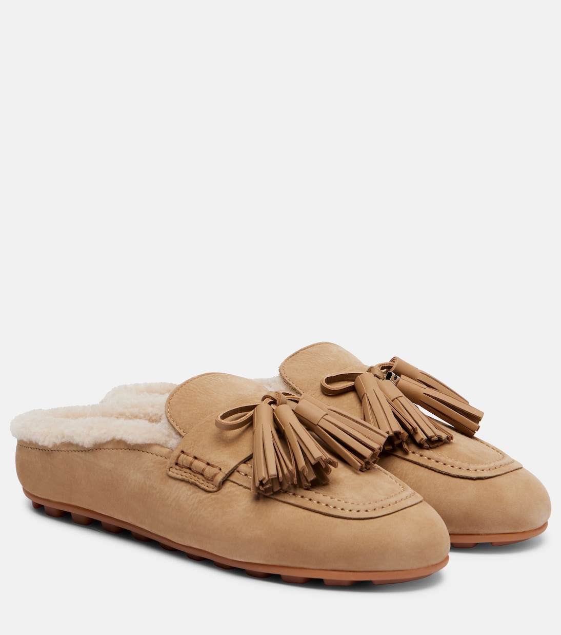 H693 мюли из кожи с подкладкой из овчины Hogan, Biscotto Medio