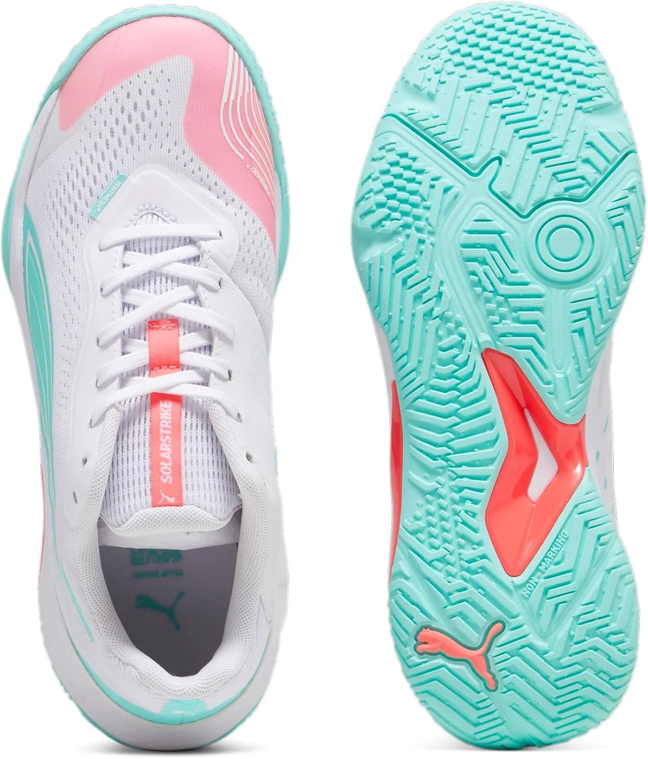 Кроссовки PUMA Unisex Solarstrike III W+ для игры в помещении, белый — фото 4