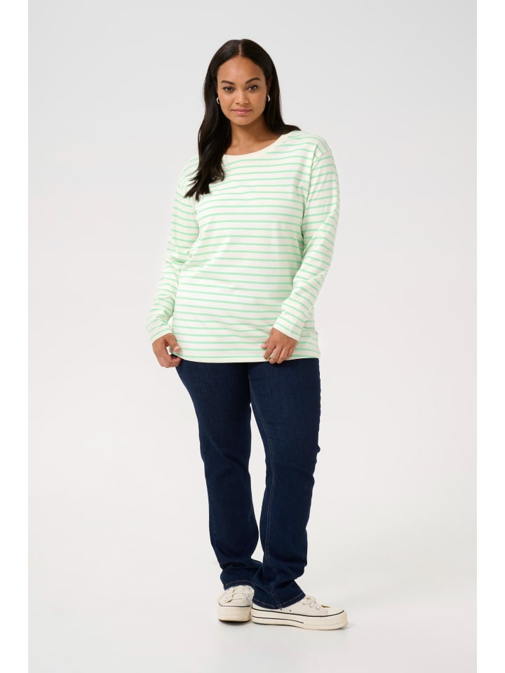 

Рубашка с длинными рукавами KCwinni свободного кроя в цвете Antiquie White/Green Stripe. KAFFE curve