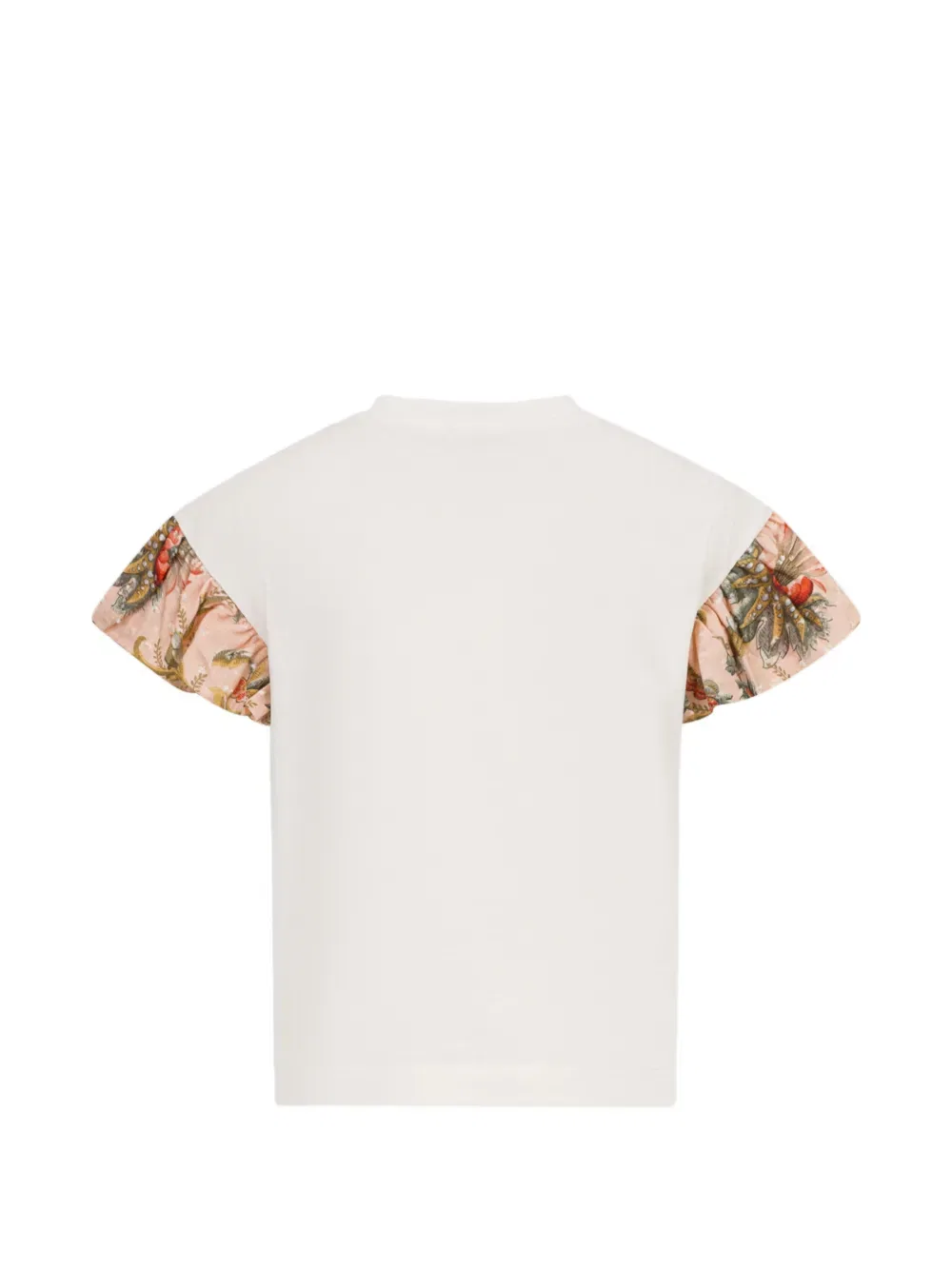 Футболка с цветочным принтом и оборками Etro Kids, нейтральный — фото 2