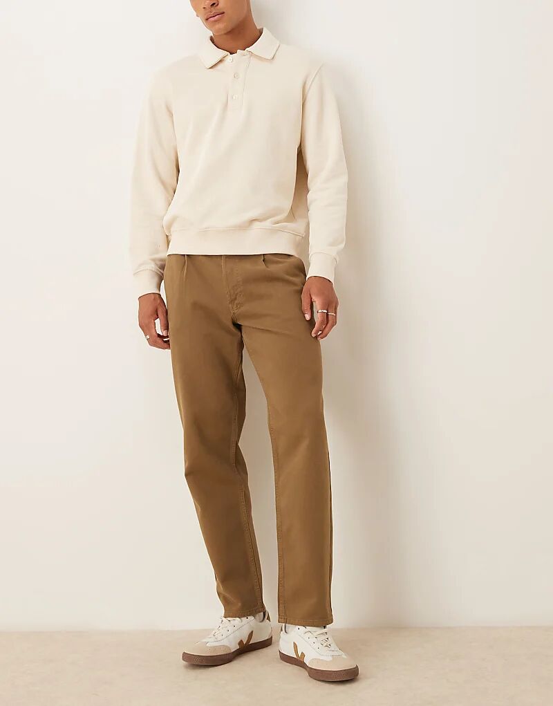 

Прямые брюки ASOS DESIGN цвета хаки со складками