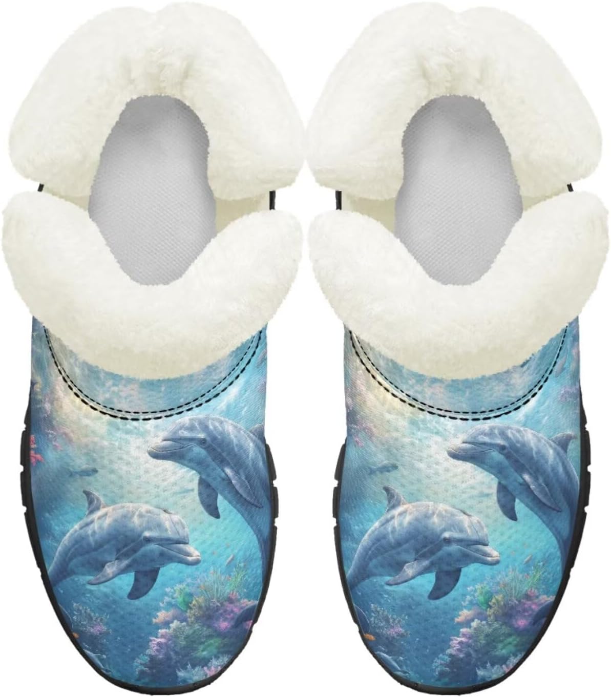 

Ботинки на осень-зиму для девочек, большие и маленькие дети, противоскользящие зимние ботинки, с меховой подкладкой, на липучке, повседневные Pointodoor, Dolphin