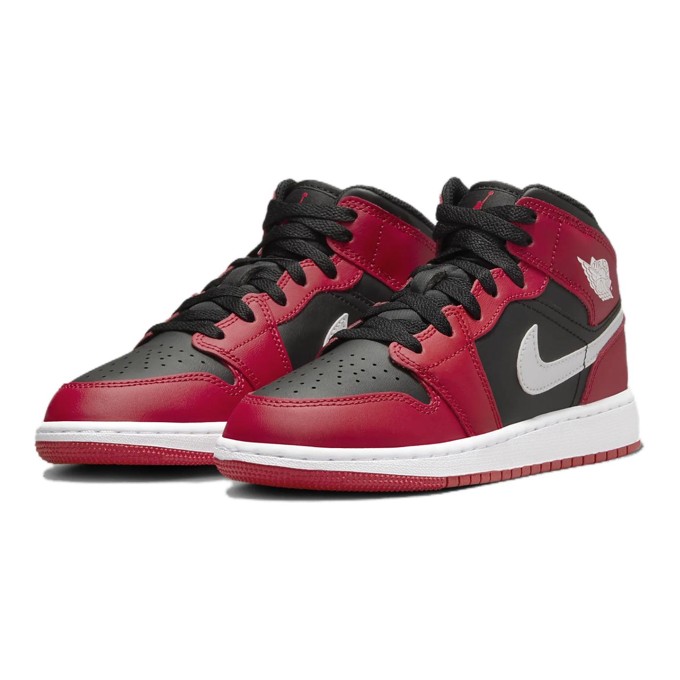 Jordan Mid Top детские баскетбольные кроссовки Red Black White Grade School — фото 4