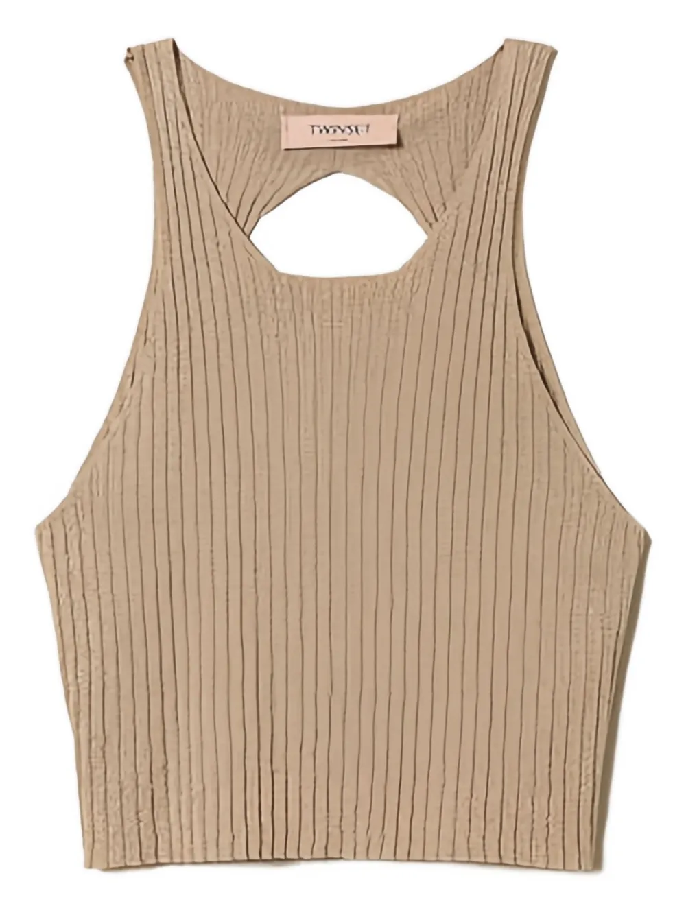 

Топ в рубчик с U-образным вырезом Twinset, бежевый
