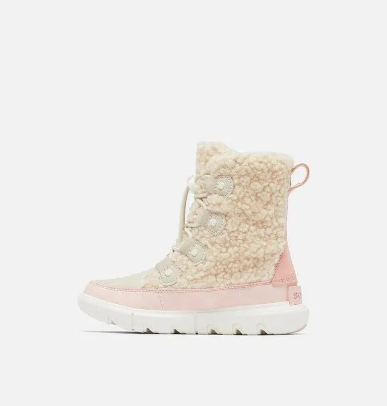 Детские зимние ботинки Sorel Explorer, натуральный розовый цвет, уютные, с подкладкой из овчины, HTAT26 — фото 3
