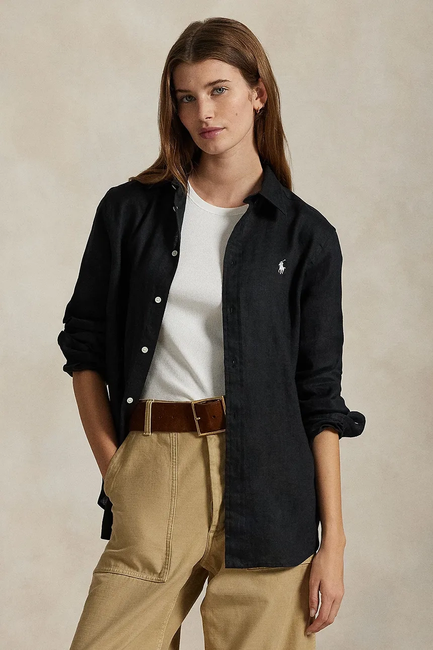 

Льняная рубашка Polo Ralph Lauren, черный