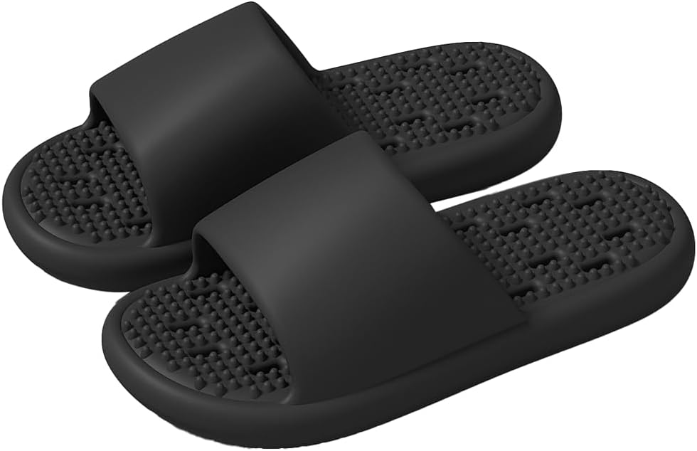 

Женские и мужские шлепанцы с душем Rungion с поддержкой свода стопы, быстросохнущие, для бассейна с дренажными отверстиями, летние пляжные сандалии, черный