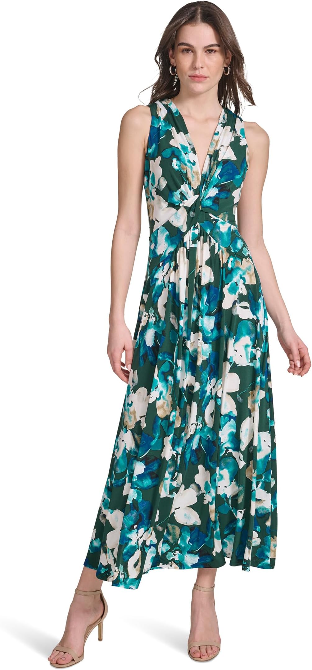 

Платье Calvin Klein Matte Jersey Printed Front Knot Dress, цвет Malachite Multi