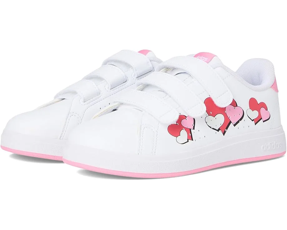Кроссовки Adidas Kids Advantage 2.0 Shoes (Big Kid), White/Bliss Pink/Semi Lucid Red