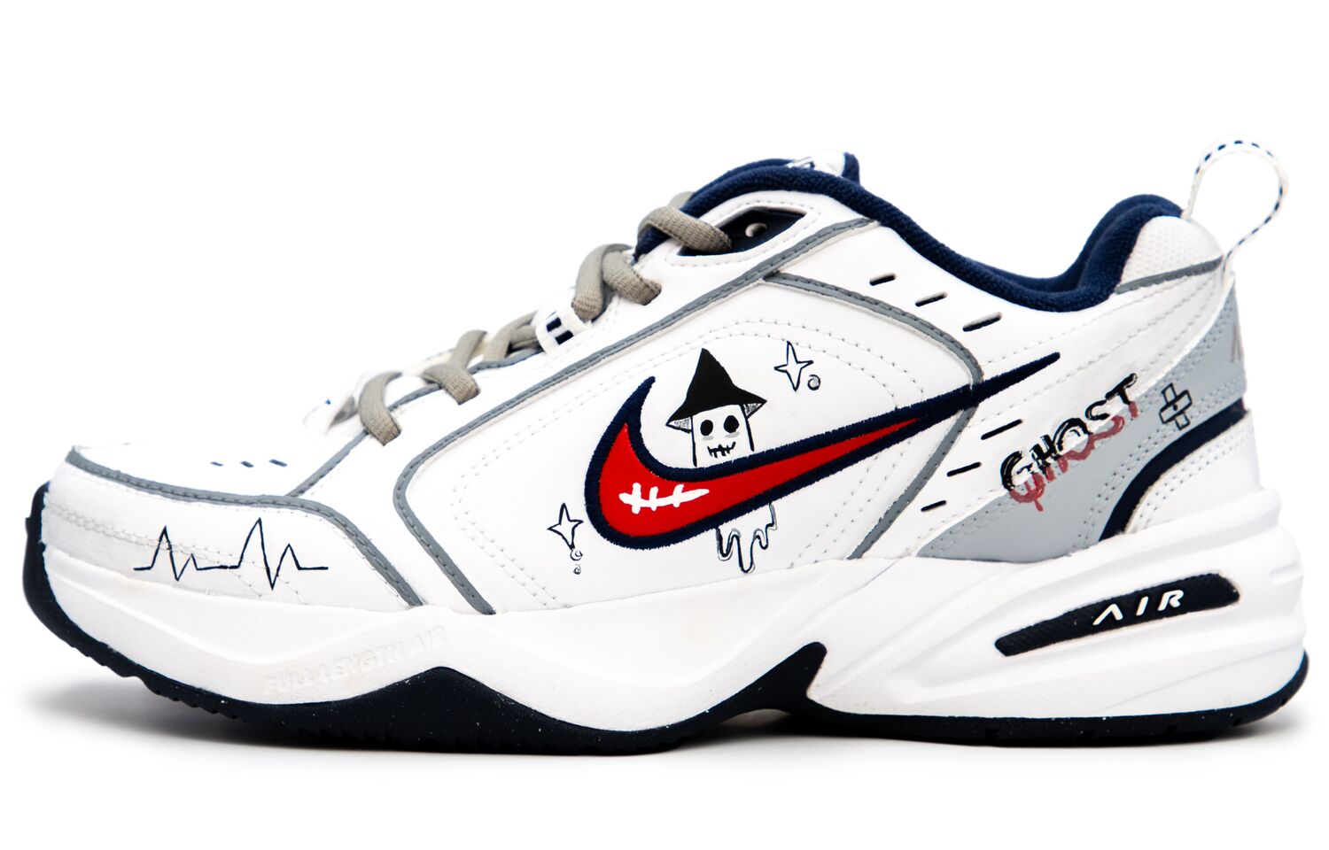 

Nike Эйр Монарх 4 Чанки Кроссовки Унисекс Лоу-топ Уайт Грей, цвет White Gray