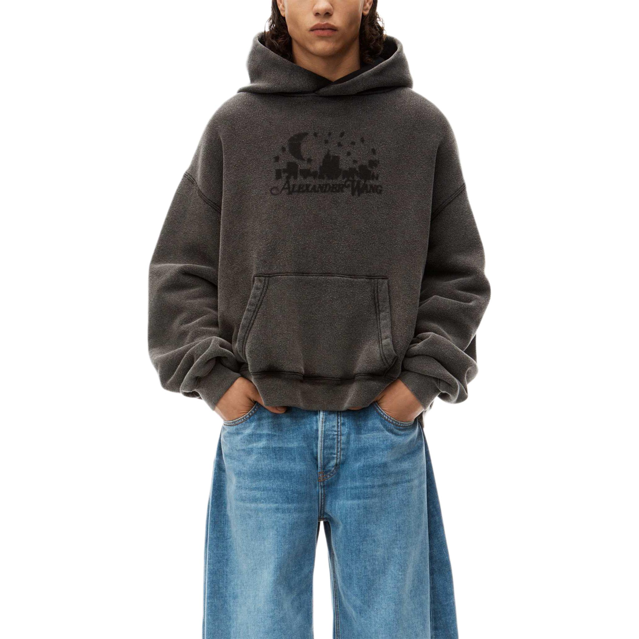 

Толстовка с принтом логотипа Skyline с эффектом потертости Alexander Wang, угольно-серый