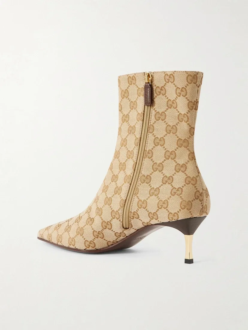 Ботильоны Canvas-жаккард Bombshell GUCCI, бежевый — фото 3