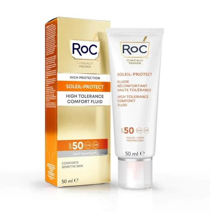 

Флюид для лица RoC Solar с высокой переносимостью SPF50, 50 мл, гипоаллергенный состав