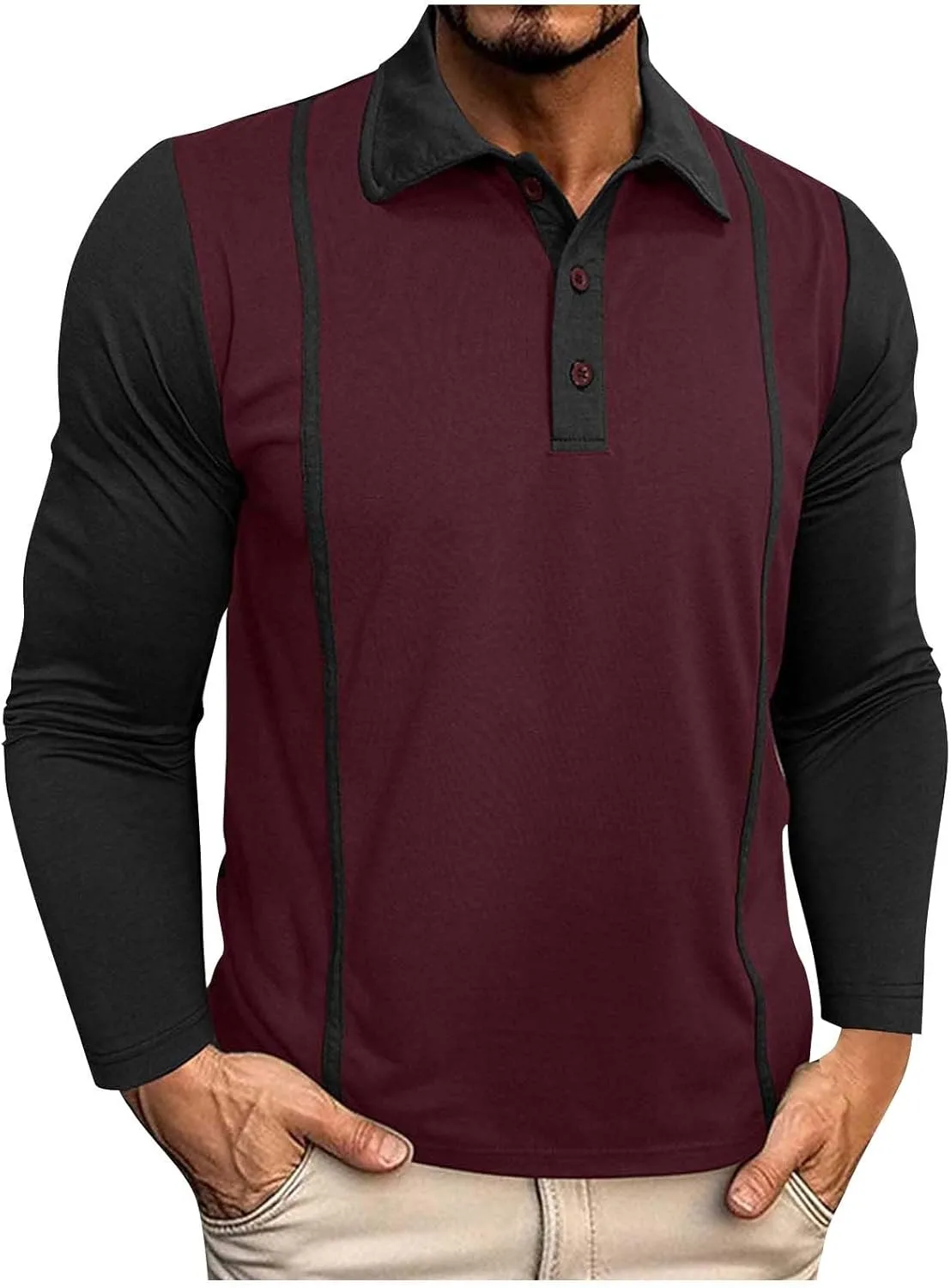 

Мужская рубашка поло с длинным рукавом, классическая, из легкого хлопкового материала