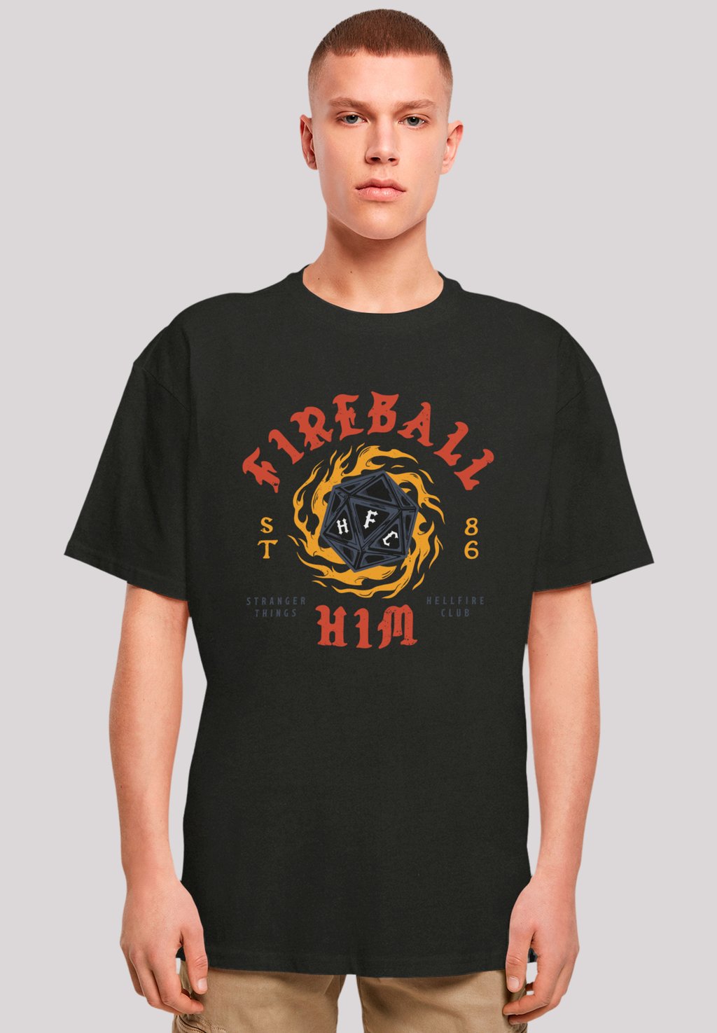 

Футболка с принтом STRANGER THINGS FIREBALL DICE 86 NETFLIX TV SERIES F4NT4STIC, черный