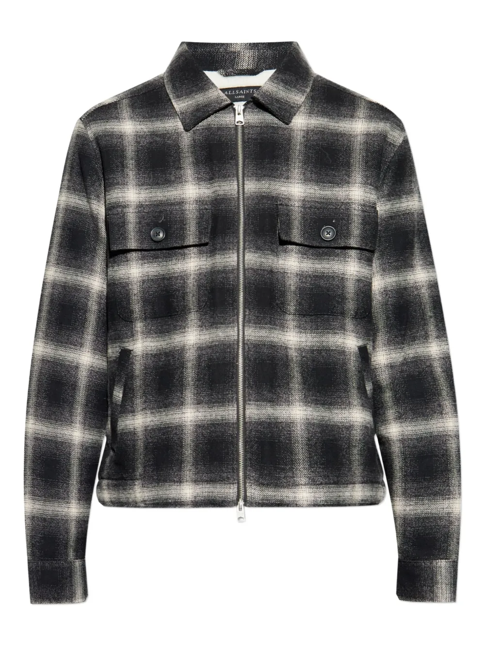 

Клетчатая рубашка Bayo на молнии Allsaints, черный